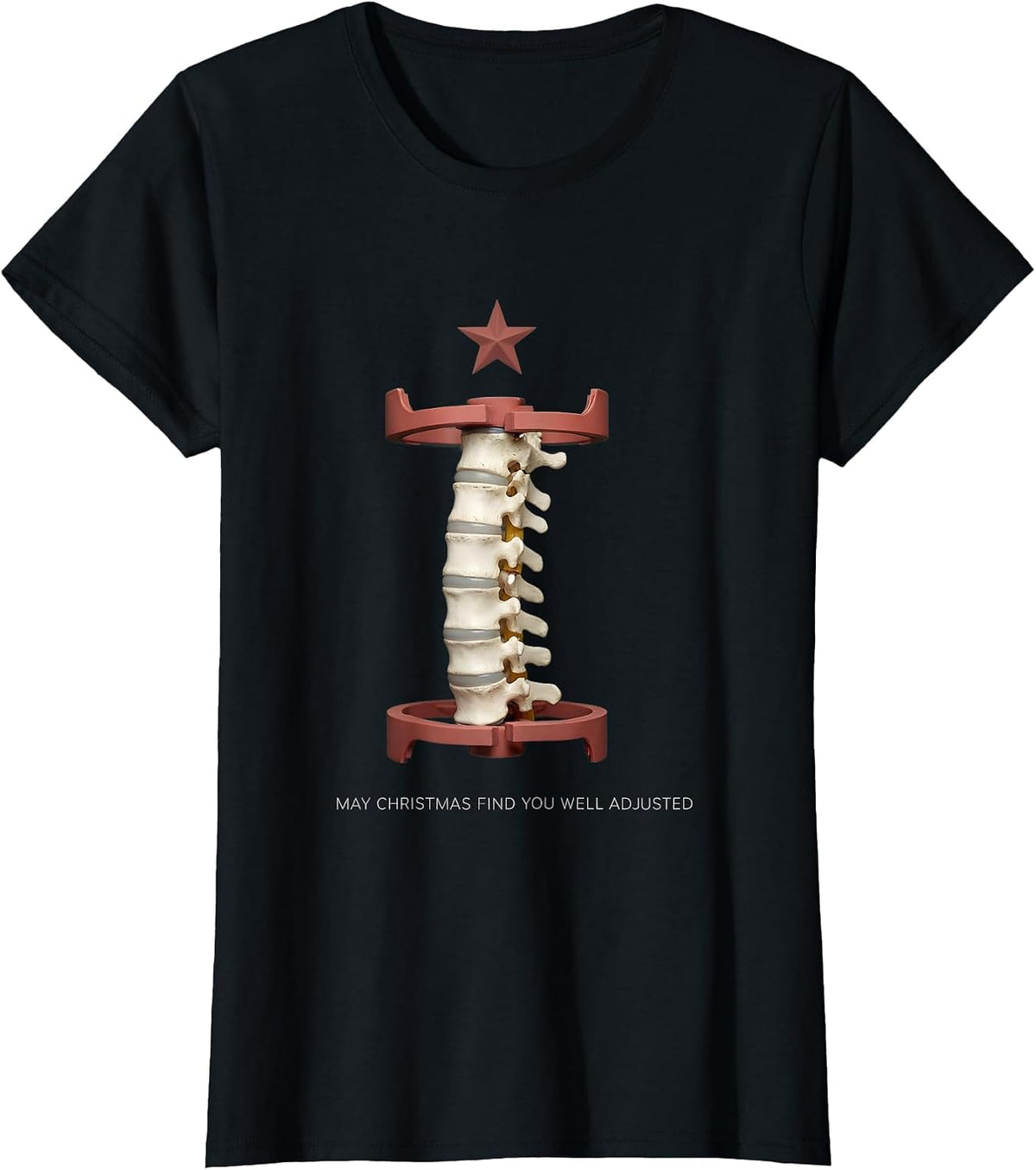 Women's May Christmas Find You Well Adjusted Funny Chiropractor T-Shirt - Black