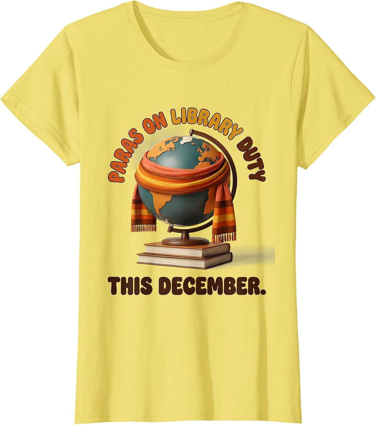 Paras On Library Duty This December Retro Teacher Christmas T-Shirt - Lemon Yellow