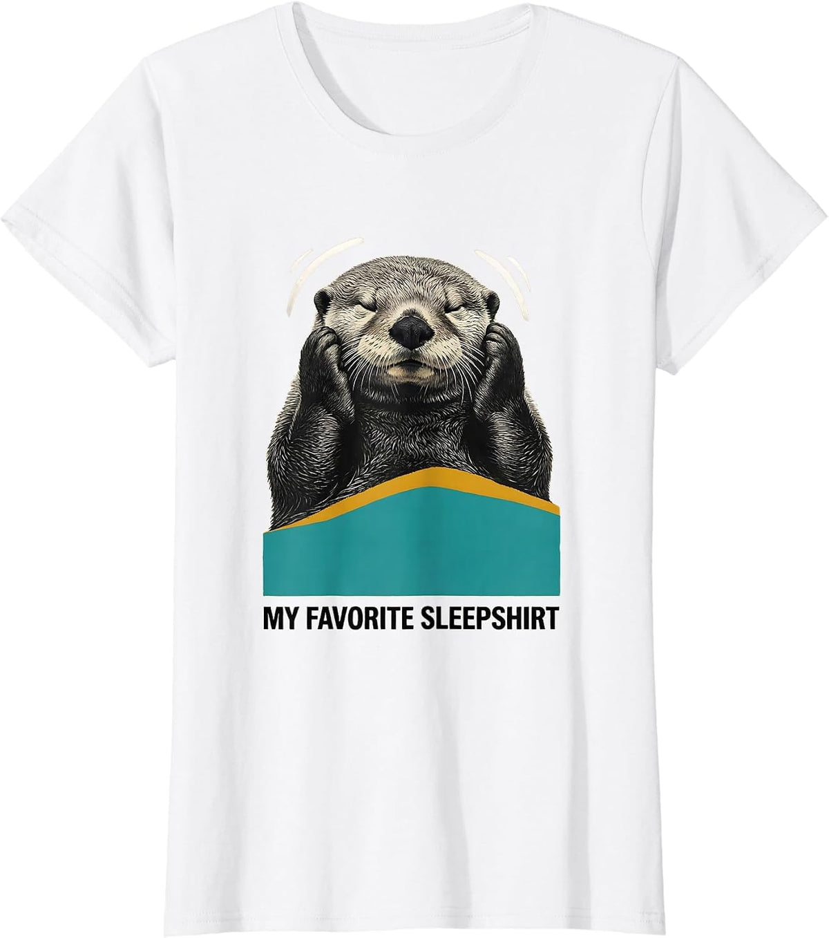 My Favorite Sleepshirt Cute Midcentury Modern Sea Otter T-Shirt - White