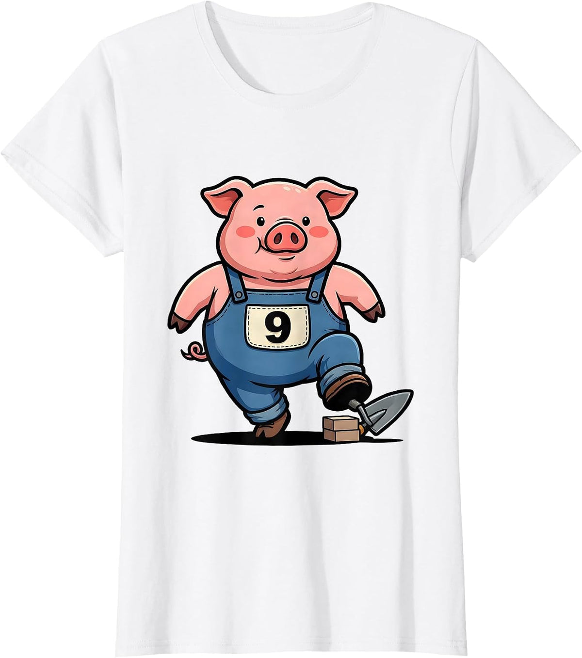 9 Cartoon Pig Lover Halloween Costume Humor T-Shirt - White