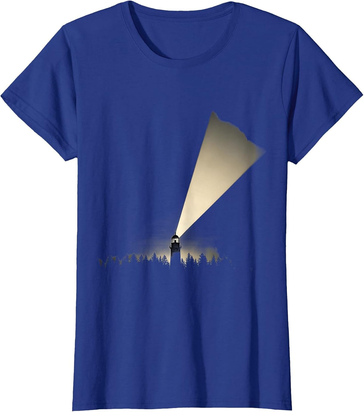 Women's Watchtower Spotlight Dark Forest Security Design T-Shirt - Royal Blue