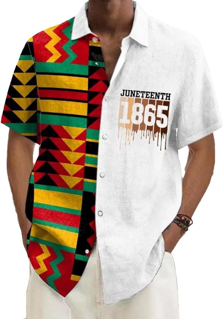 Men's Juneteenth is My Independence Day Since 1865 Hawaiian Buttoned Shirt - White