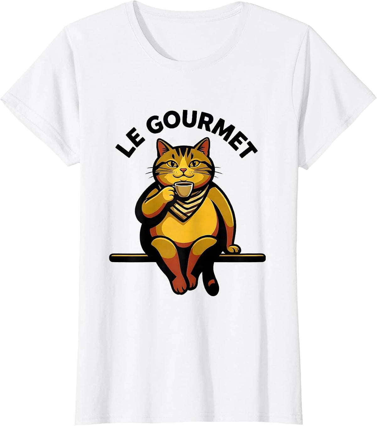 Le Gourmet Funny Francophile Cat Lover Gift for French T-Shirt - White