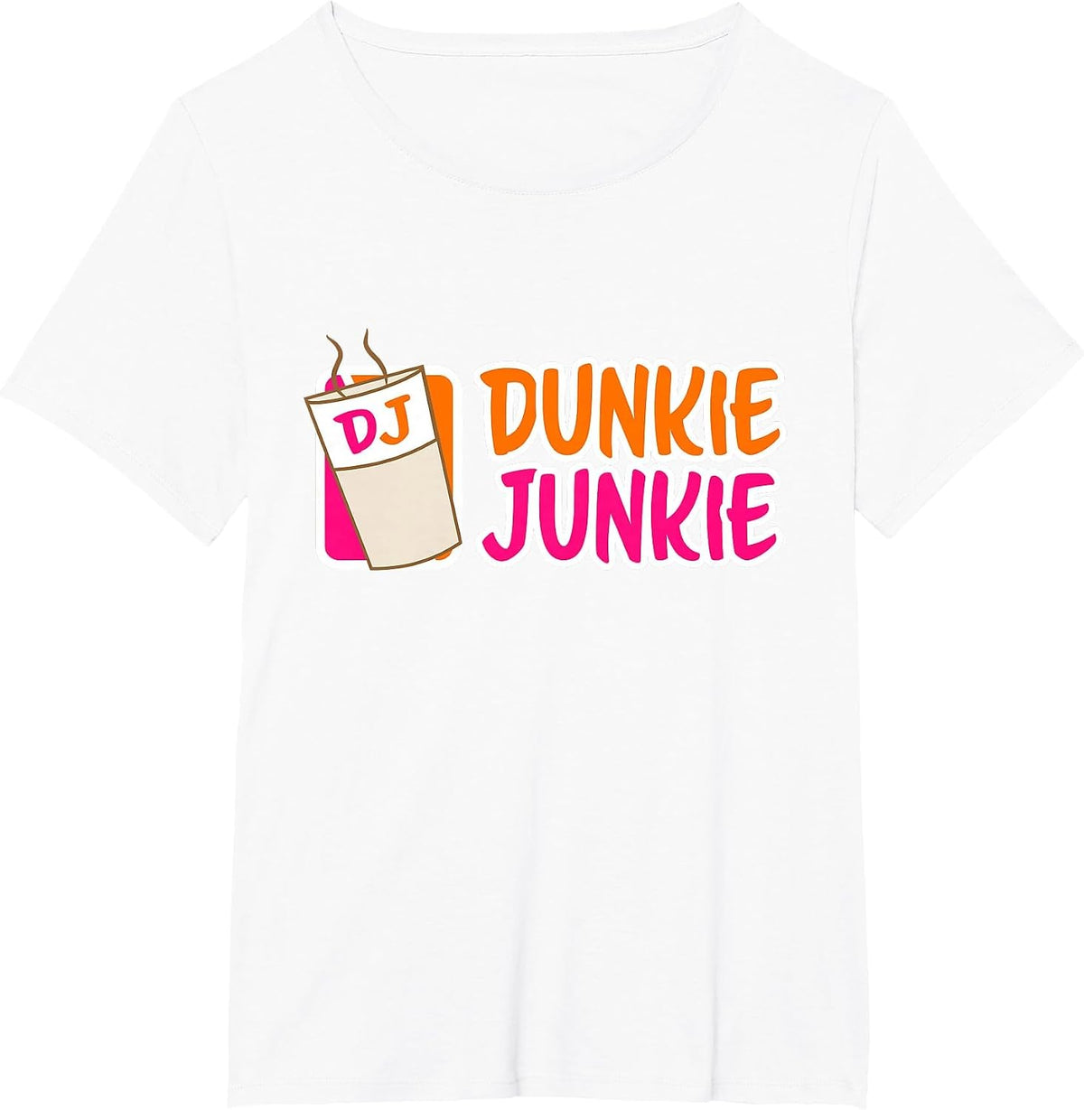 Donut and Coffee Lover Dunkie Junkie T-Shirt - White