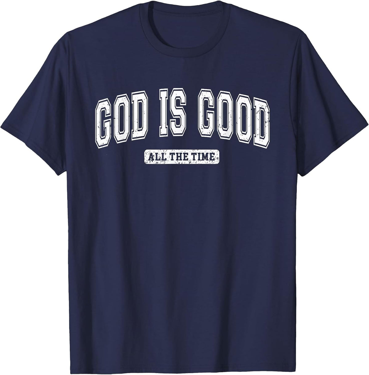 Vintage Retro Christian God is Good All The Time Jesus T-Shirt - Navy Blue