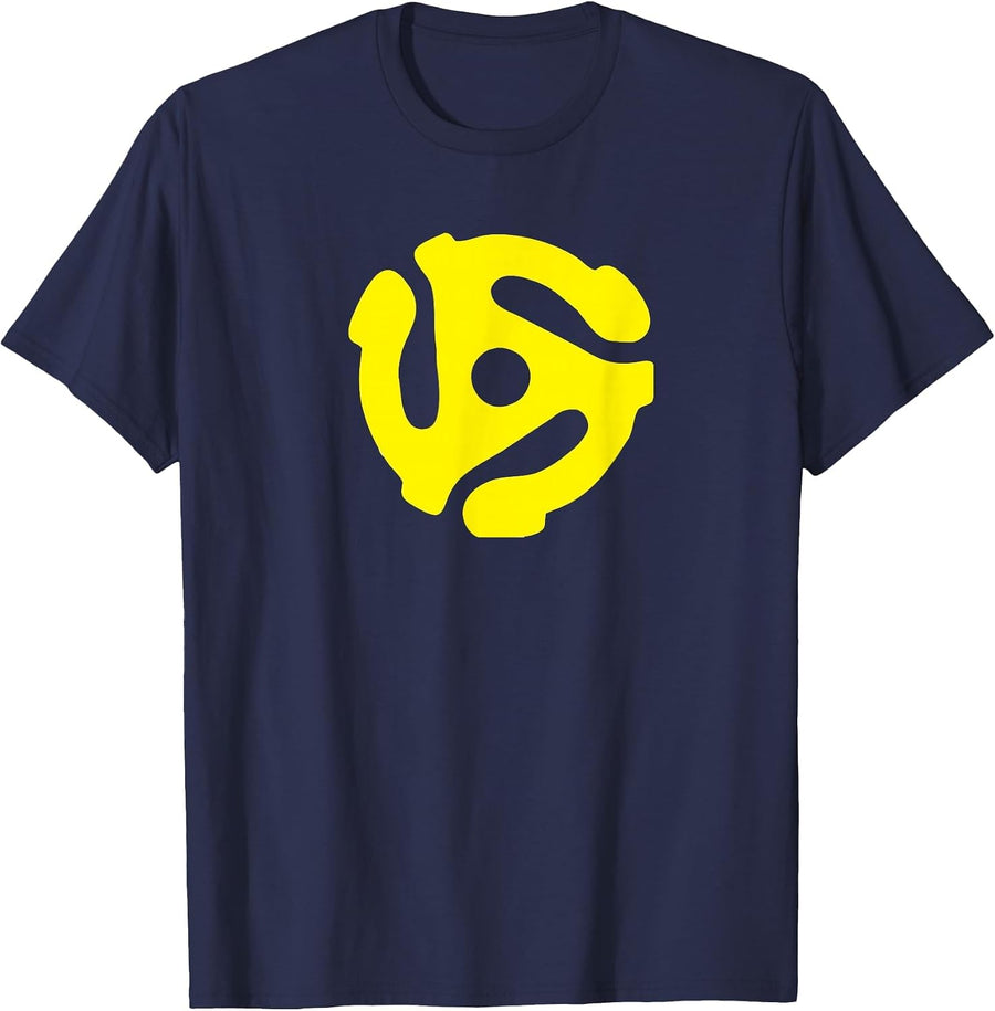 DJ 45 RPM Adapter Turntable Record Vinyl T-Shirt - Navy Blue