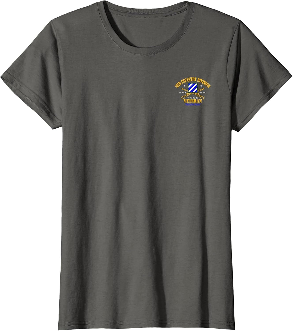 3rd Infantry Division Veteran Shirt Small Logo Veterans Day T-Shirt - Asphalt Grey
