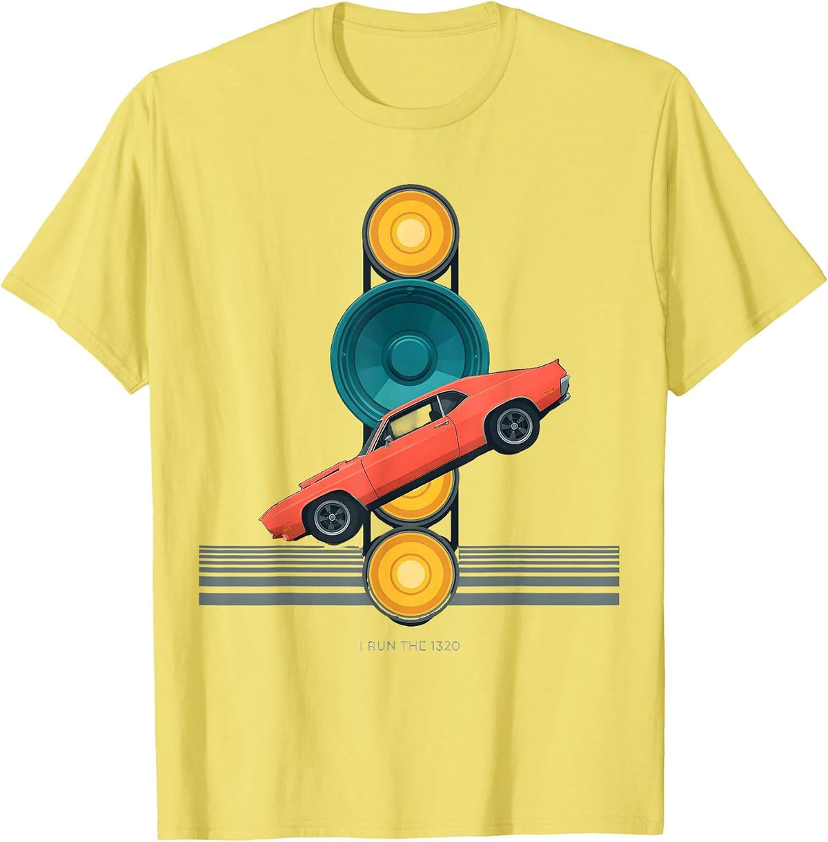 Men's I Run The 1320 Vintage Muscle Car Racing Enthusiast Pride T-Shirt - Lemon Yellow