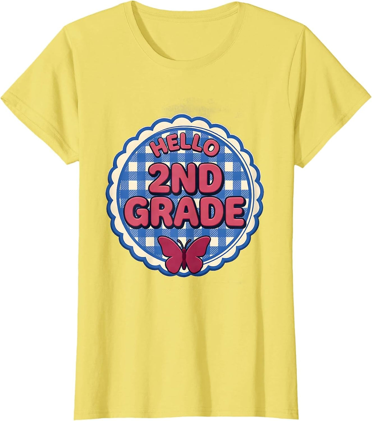 Women's Hello 2nd Grade Cute Coquette Bow Back to School Second T-Shirt - Lemon Yellow
