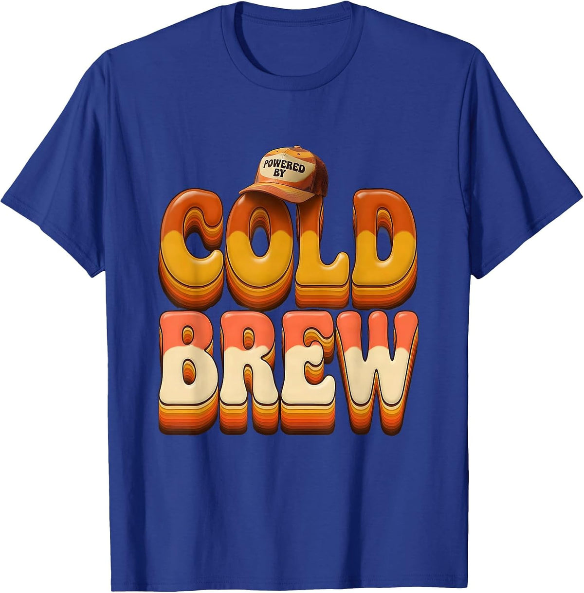 Men's Powered by Cold Brew Coffee Lover Design T-Shirt - Royal Blue