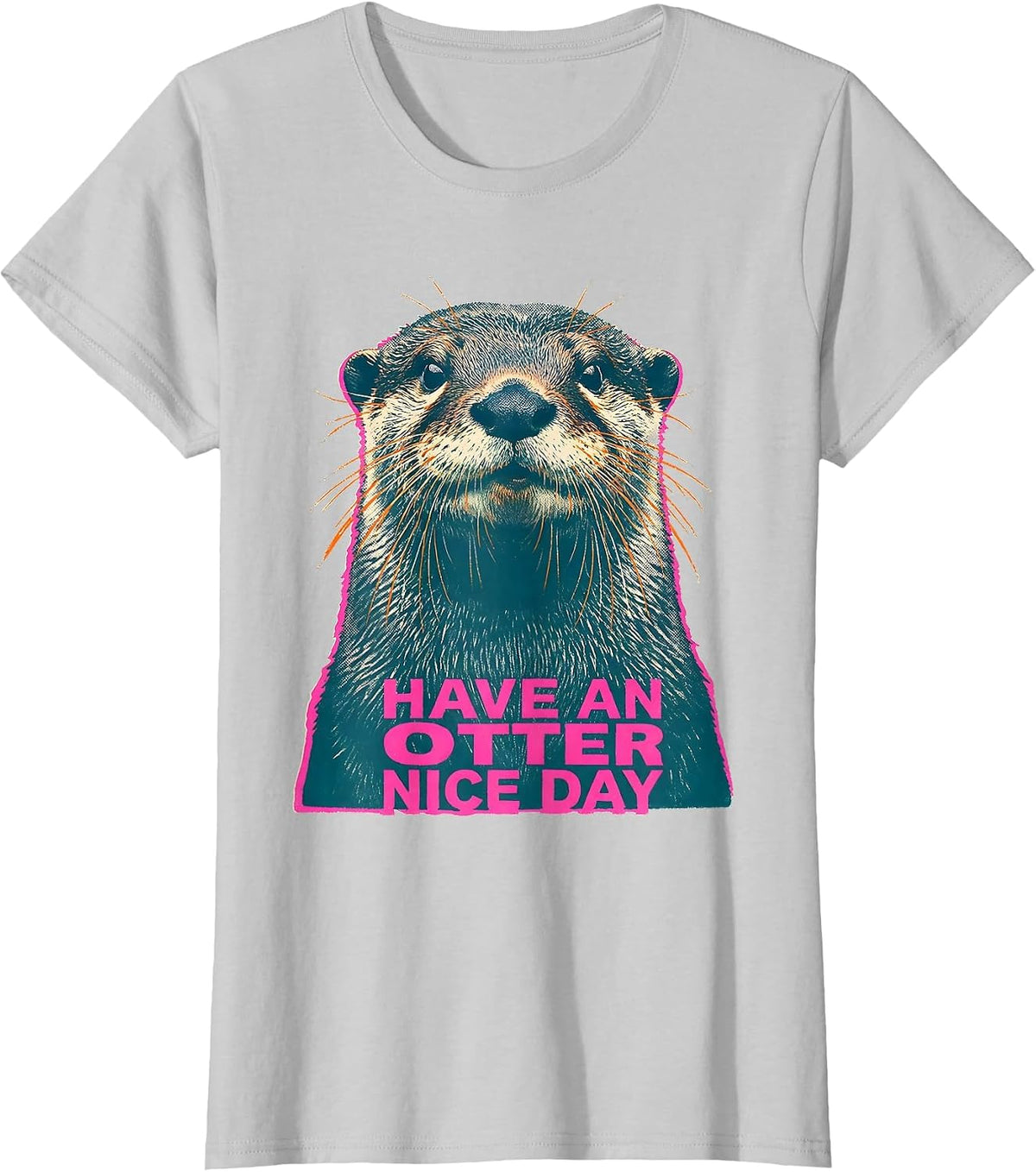 Have An Otter Nice Day Risograph Cute Otter Lover Humor T-Shirt - Silver Grey