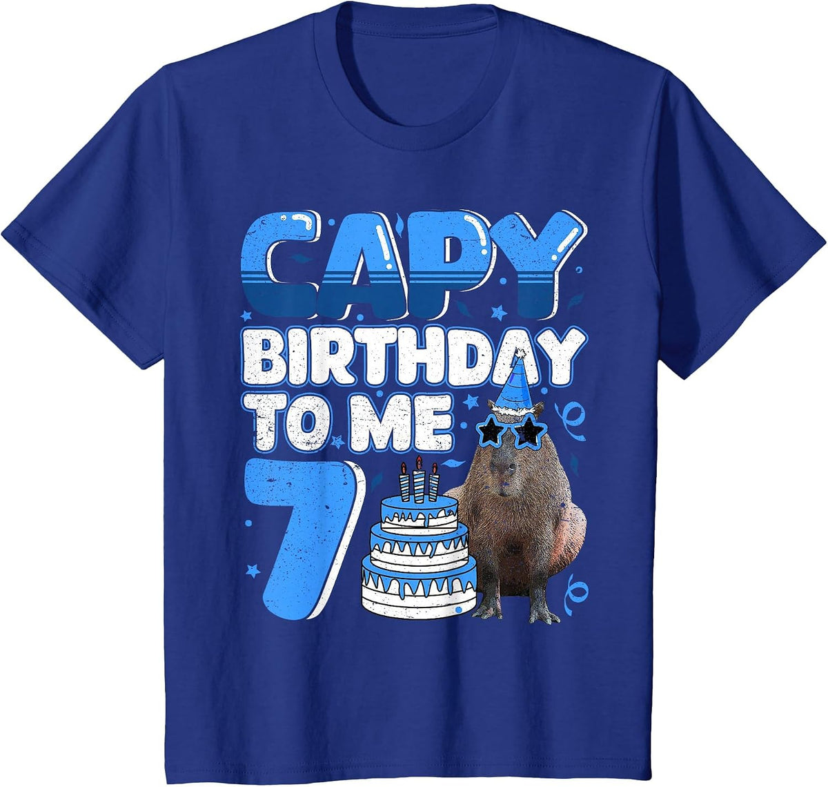 7 Years Capy Birthday to me Capybara 7th Birthday T-Shirt - Royal Blue