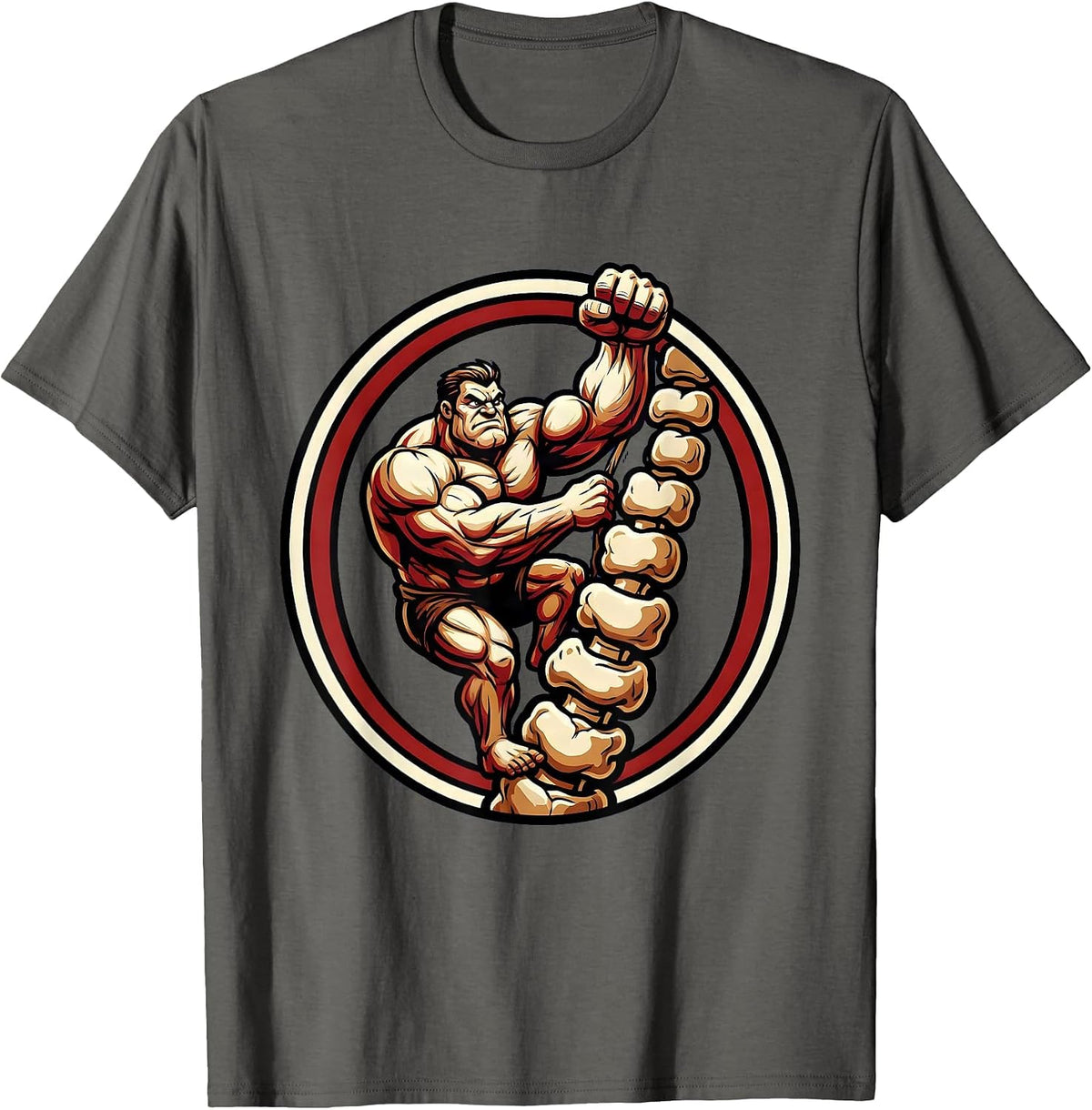 Men's Physical Therapy Vertebrae Ladder Climber Design T-Shirt - Asphalt Grey