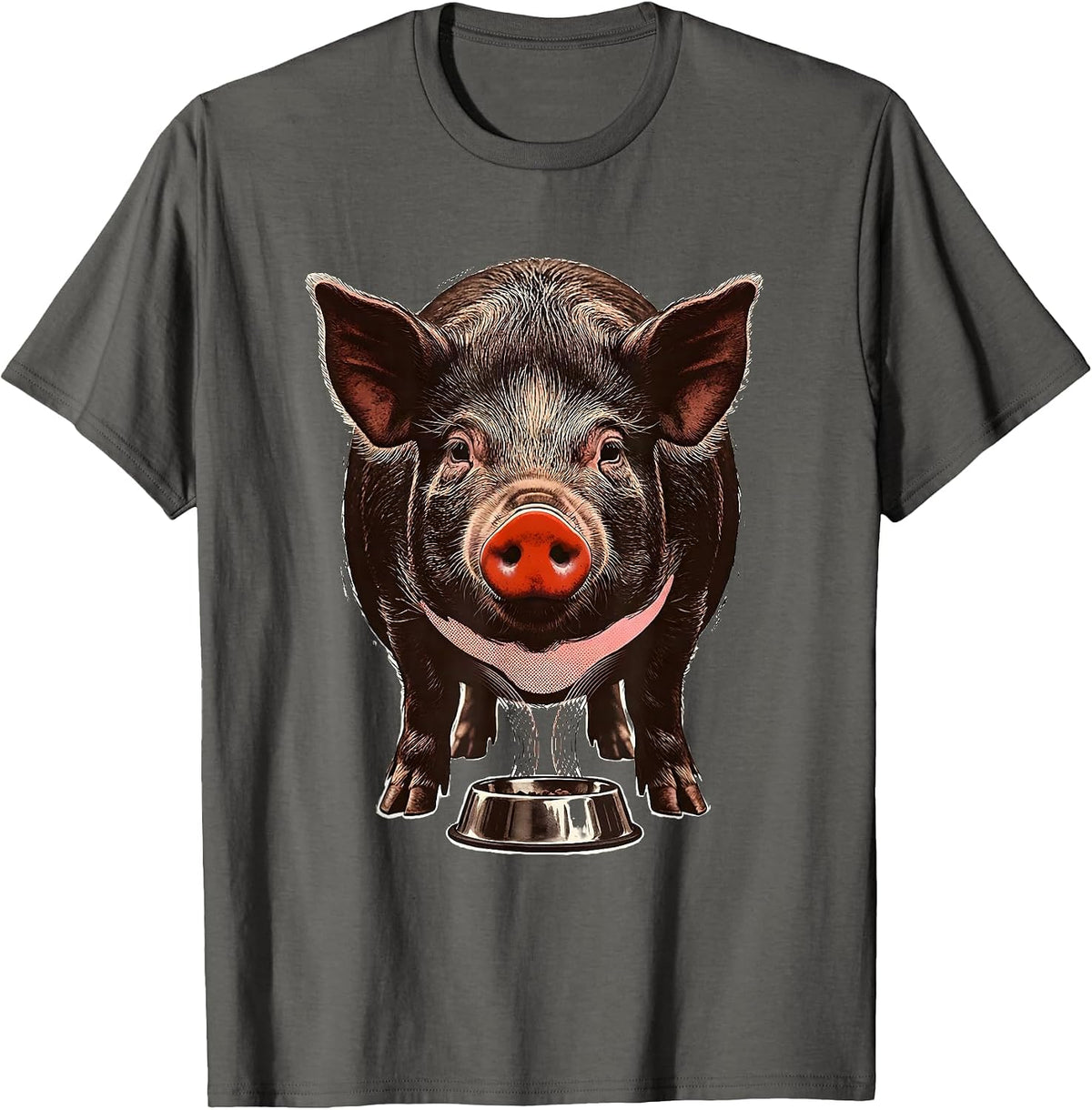 Men's Pet Pig Screenprint Poster Cavy Lover Gift T-Shirt - Asphalt Grey
