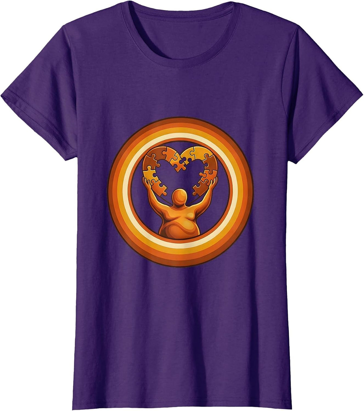 SPED Teacher Puzzle Heart Illustration Gift T-Shirt - Purple