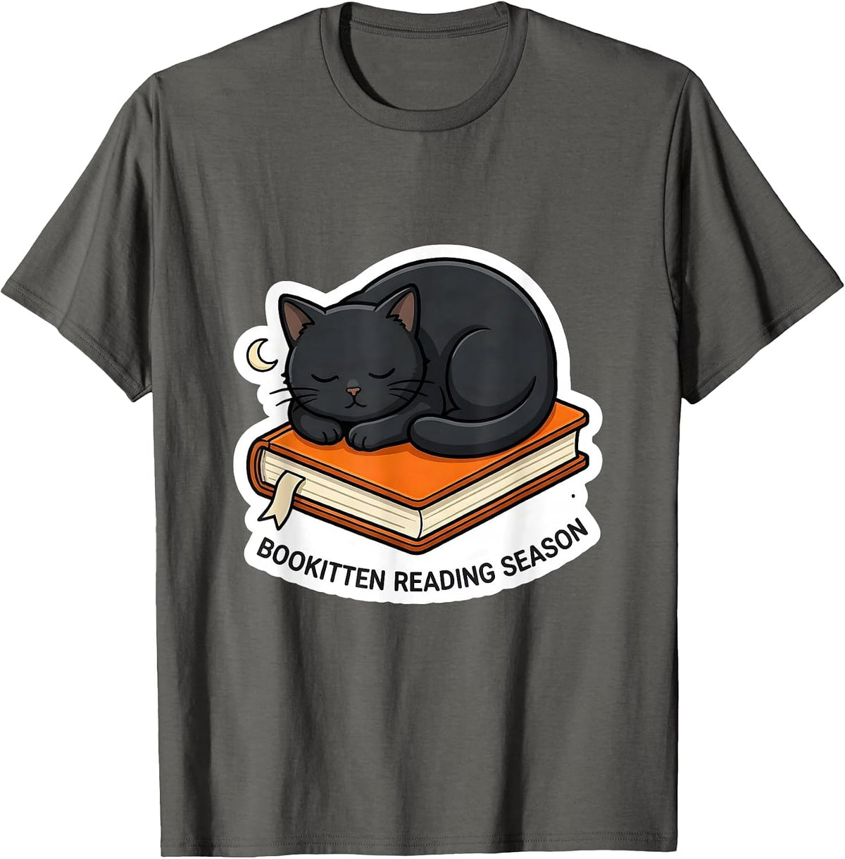 Men's Bookitten Reading Season Cute Teacher Book Lover Fall T-Shirt - Asphalt Grey