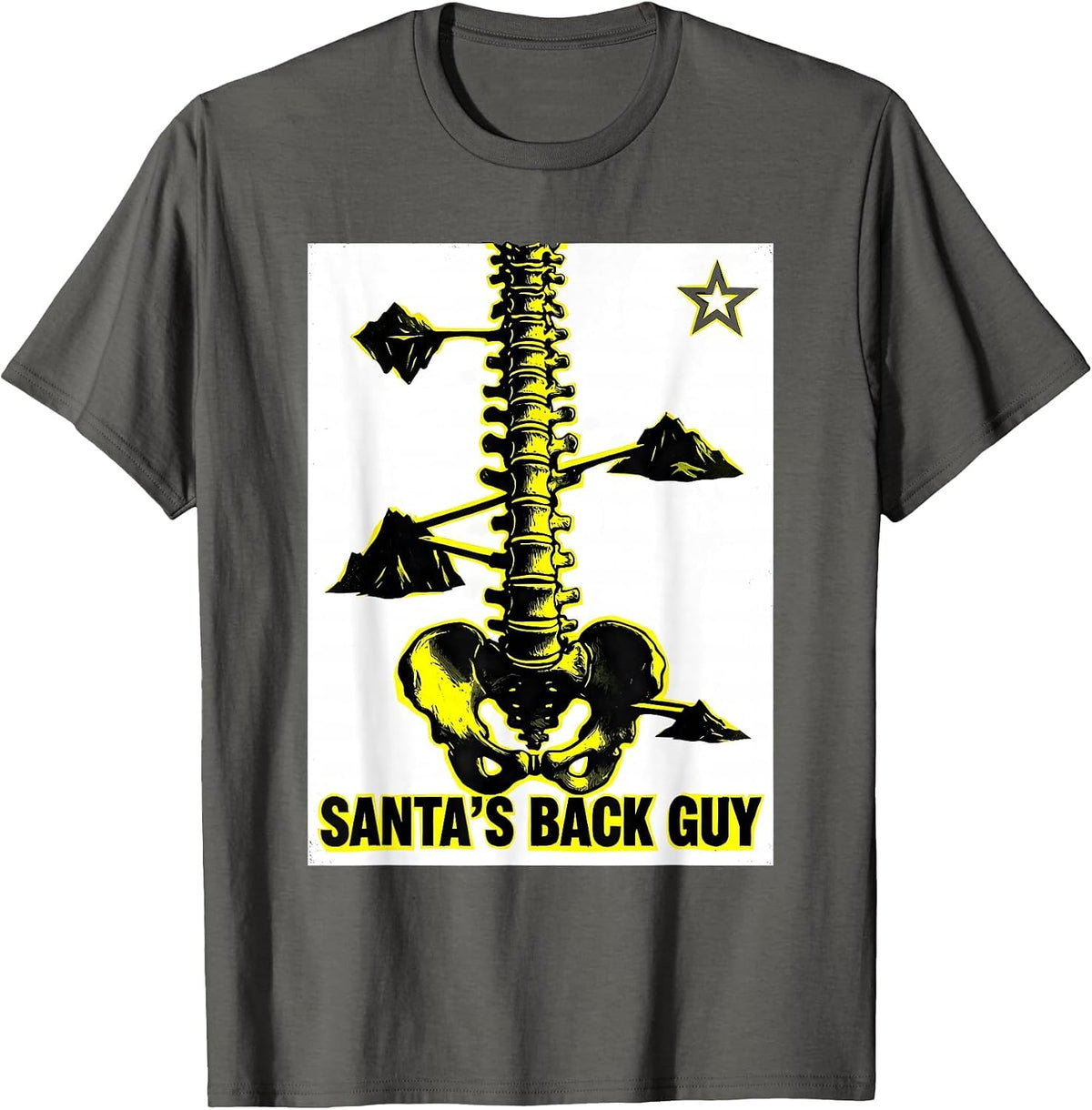 Santa's Back Guy Funny Chiropractor Spine Pun Christmas T-Shirt - Asphalt Grey