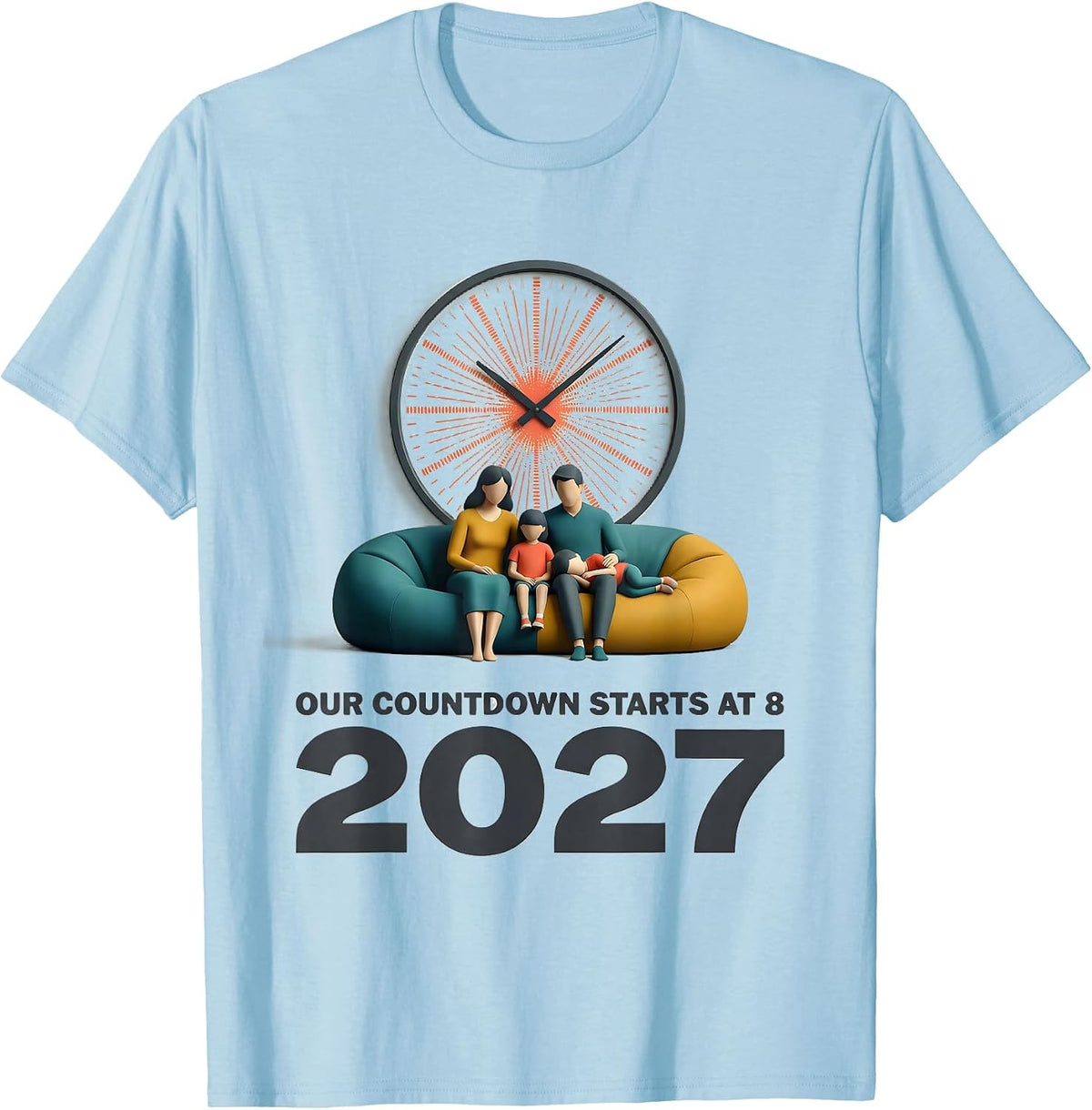 Men's Our Countdown Starts At 8, 2027 Midcentury Modern Family New T-Shirt - Baby Blue