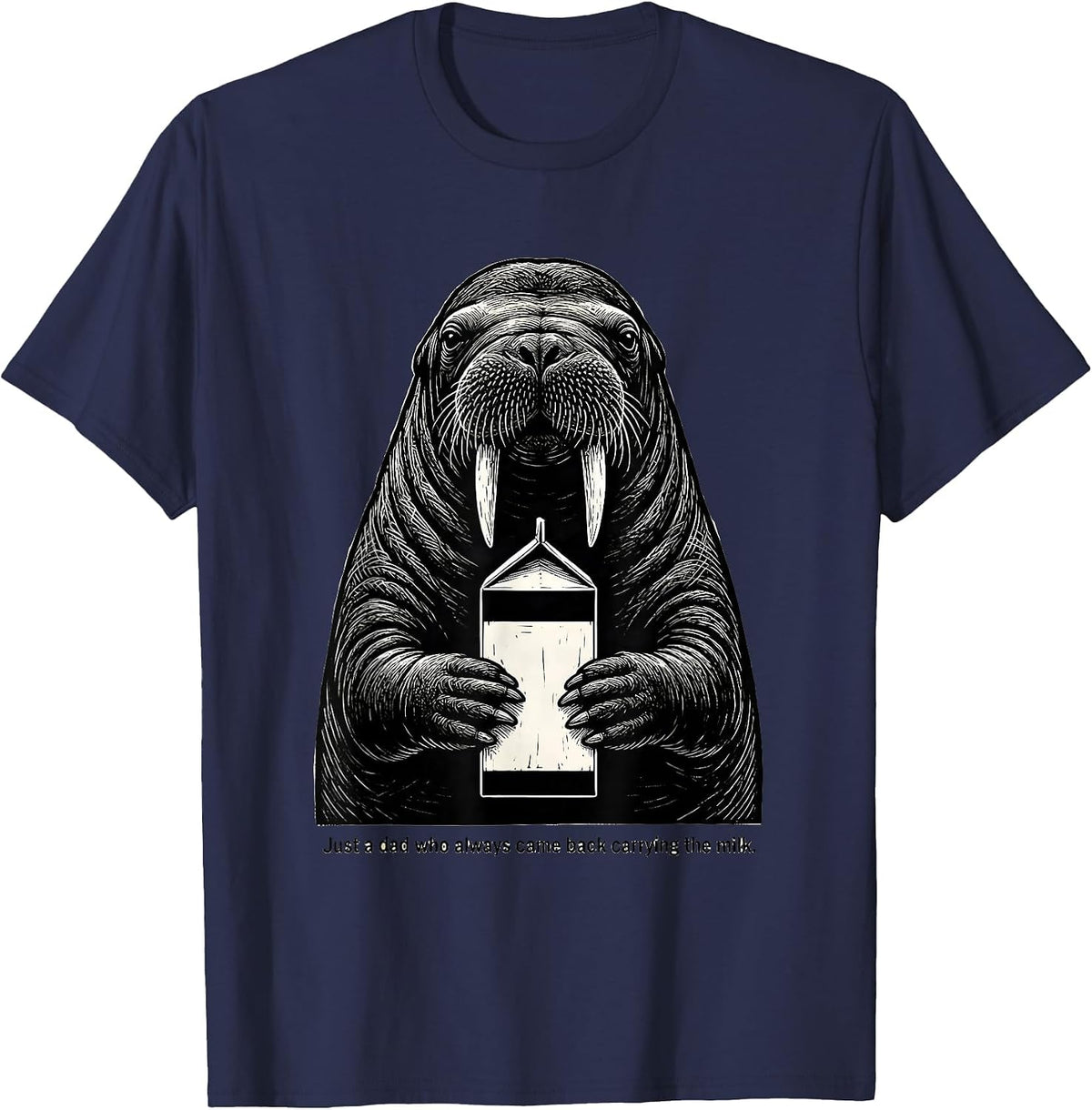 Men's Just a Dad Who Always Came Back Carrying the Milk Funny T-Shirt - Navy Blue
