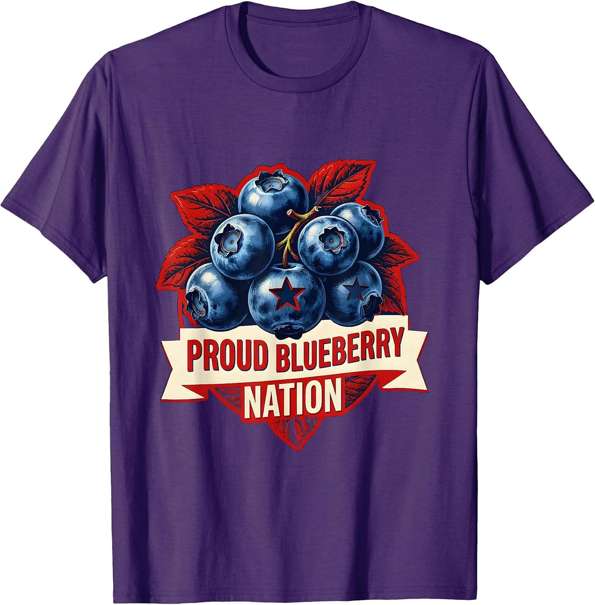 Men's Proud Blueberry Nation Red White and Blueberries T-Shirt - Purple