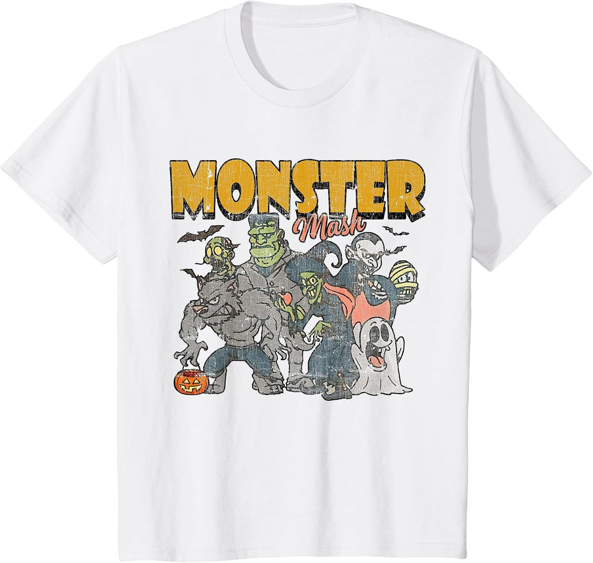 Monster Mash Vintage Ghost Halloween Funny T-Shirt Tees for Men Women - White