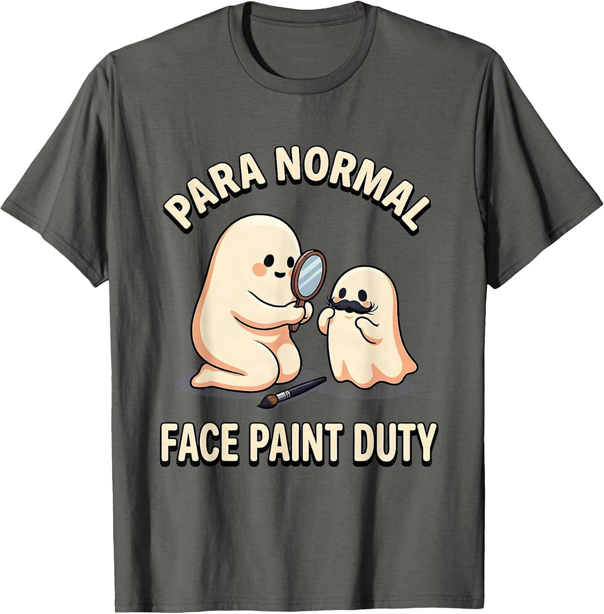 Para Normal Face Paint Duty Cute Kawaii Ghost Halloween T-Shirt - Asphalt Grey