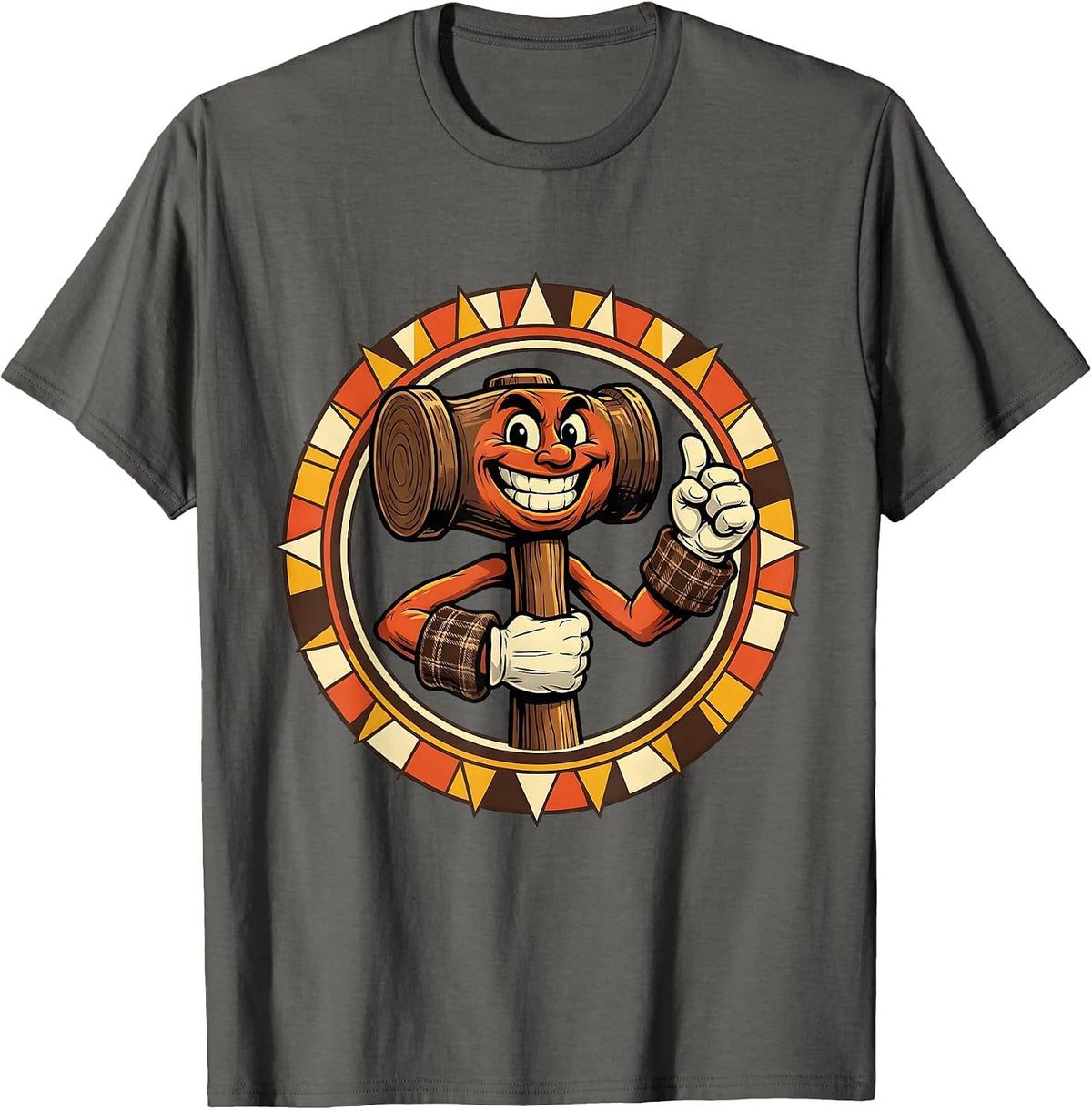 Men's Blue Collar Strength Hammering Nail Graphic Tee T-Shirt - Asphalt Grey
