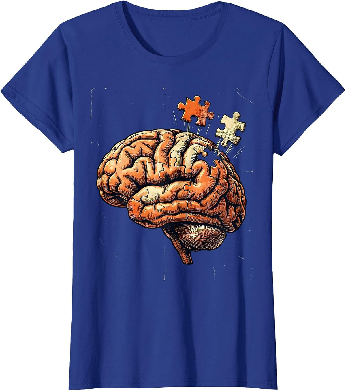 Women's Sped Teacher Brain Puzzle Illustration Graphic T-Shirt - Royal Blue