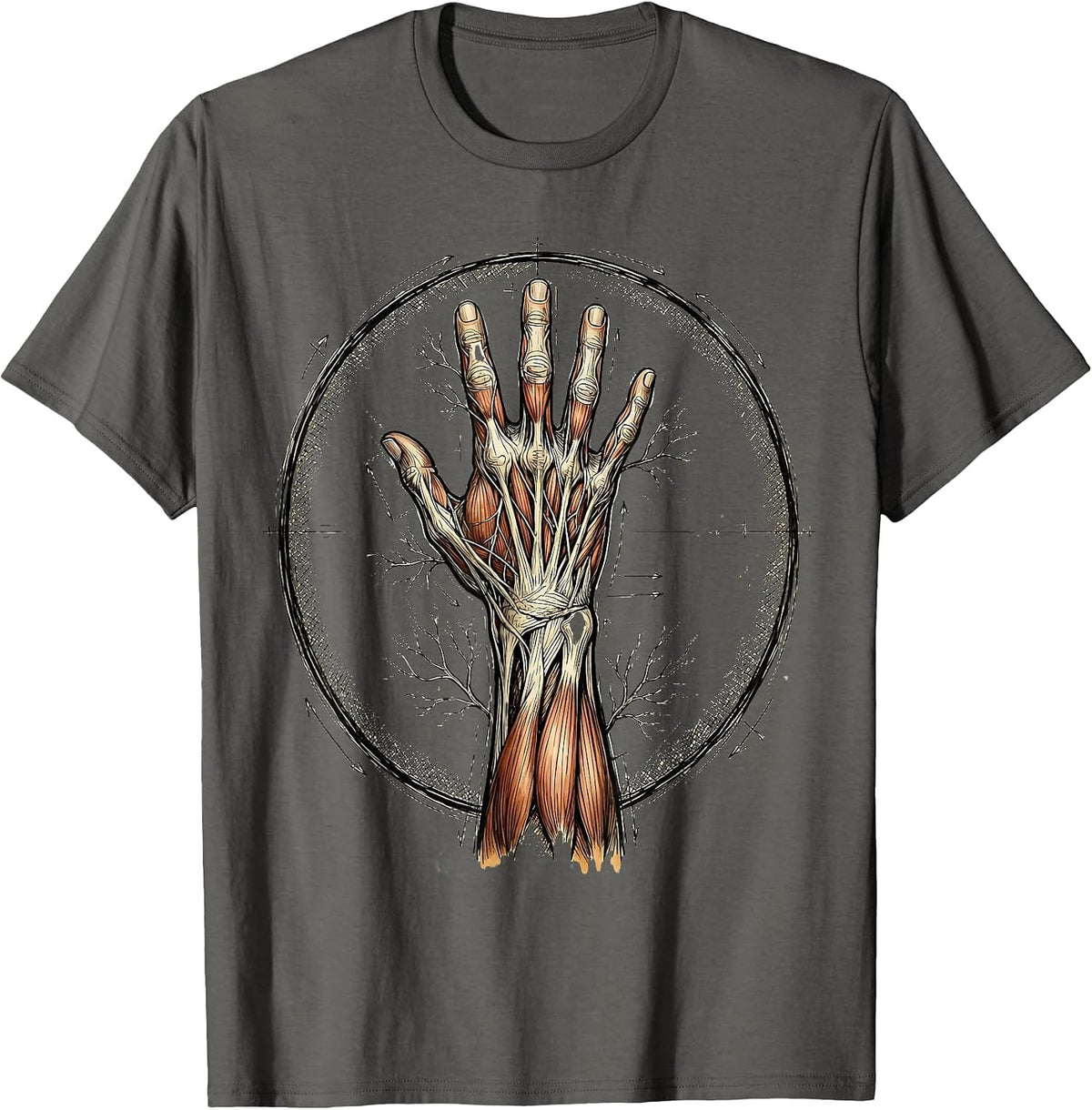 Vintage Arm Tendon Anatomy Chart Physical Therapy T-Shirt - Asphalt Grey