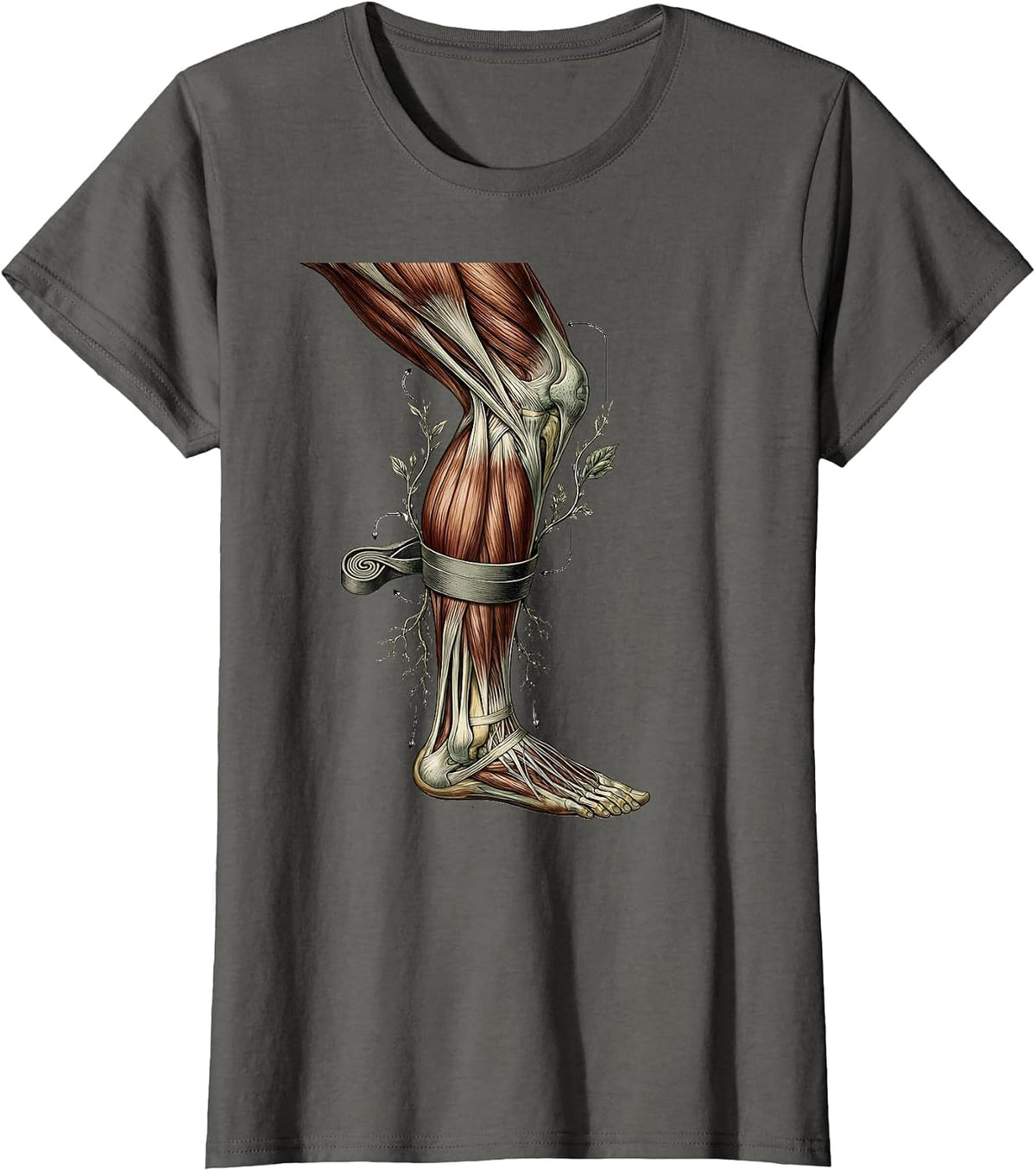 Women's Physical Therapy Resistance Band Leg Exercise Graphic T-Shirt - Asphalt Grey