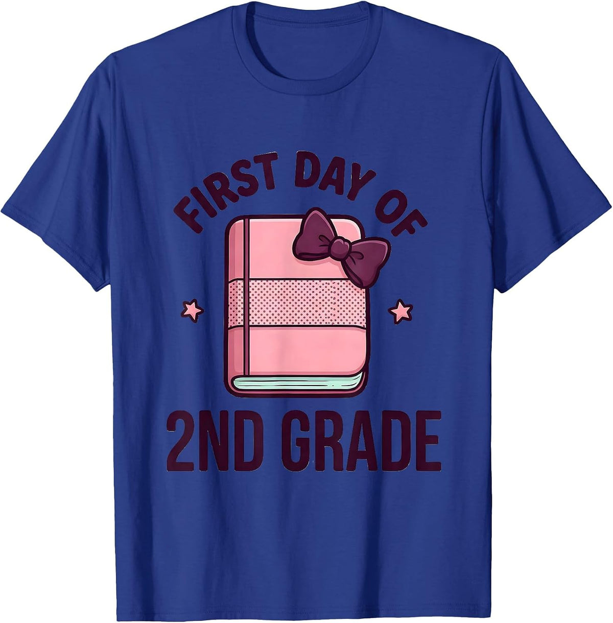Men's First Day Of 2nd Grade Cute Kawaii Coquette Bow Back T-Shirt - Royal Blue