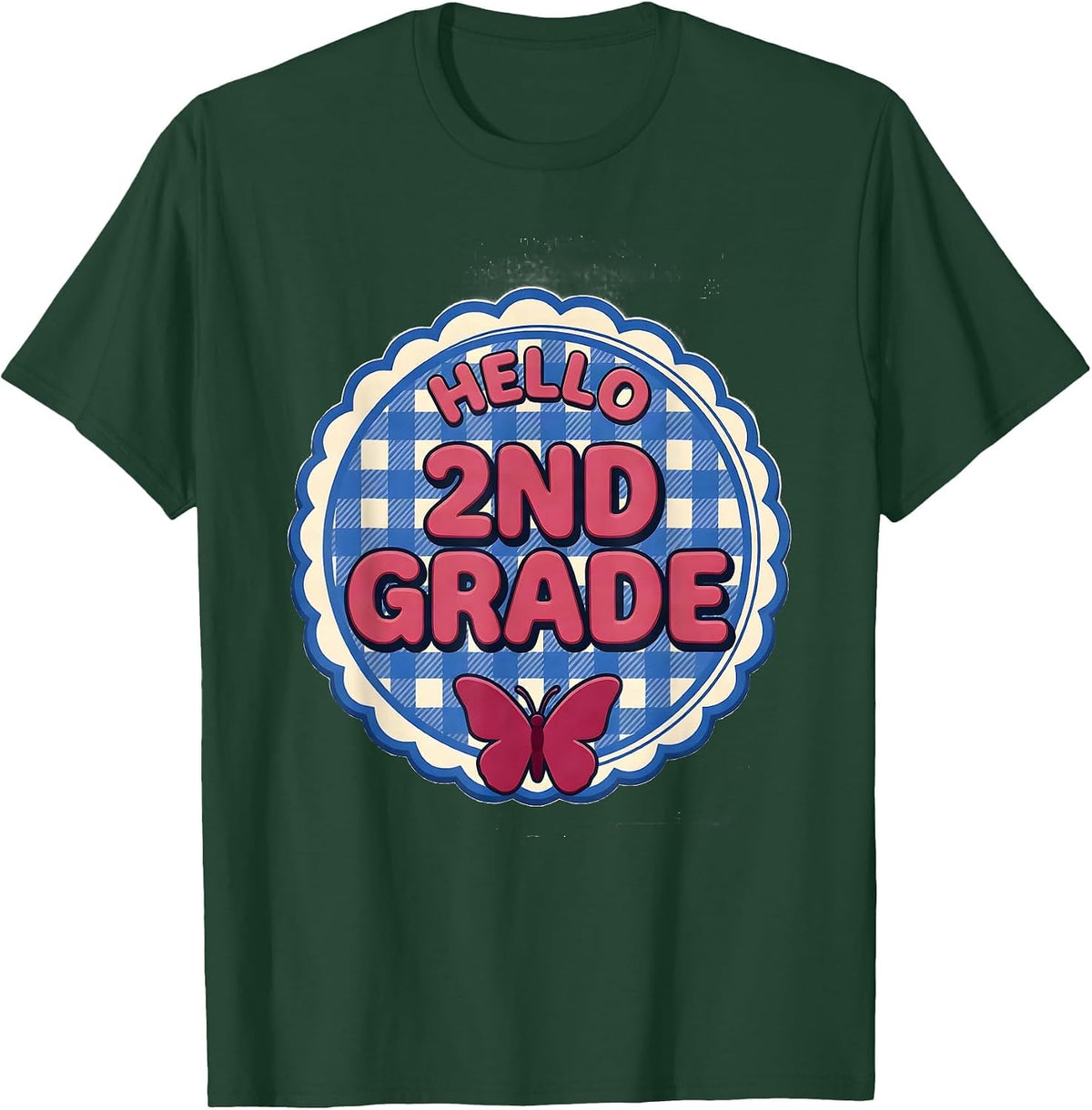 Men's Hello 2nd Grade Cute Coquette Bow Back to School Second T-Shirt - Dark Green