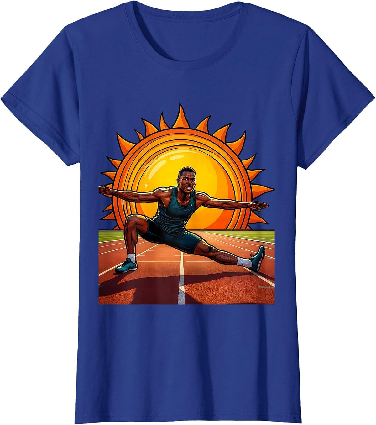 Women's Physical Therapy Athlete Sunrise Stretch Graphic T-Shirt - Royal Blue