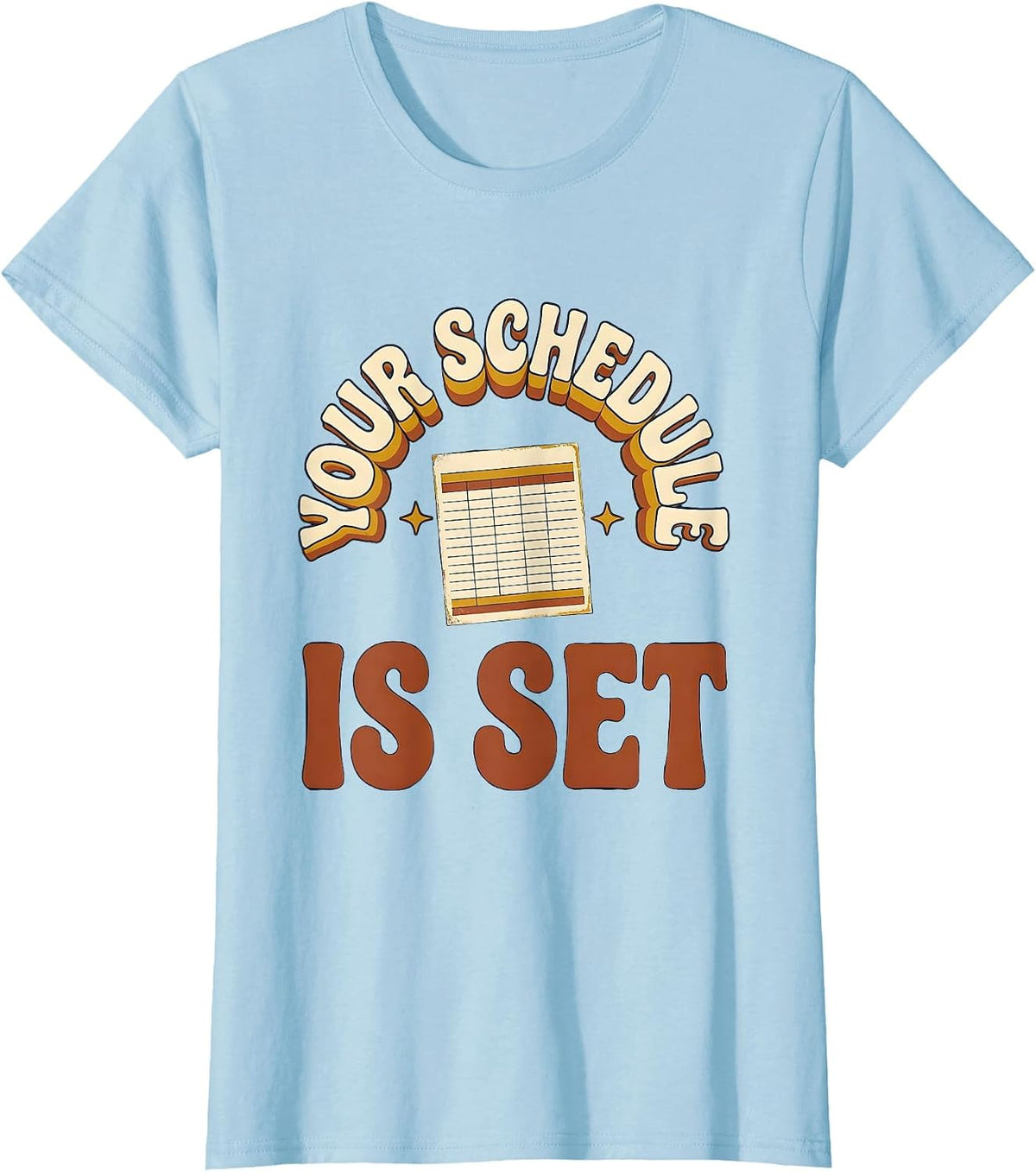 Your Schedule Is Set Vintage Groovy School Counselor Back T-Shirt - Baby Blue