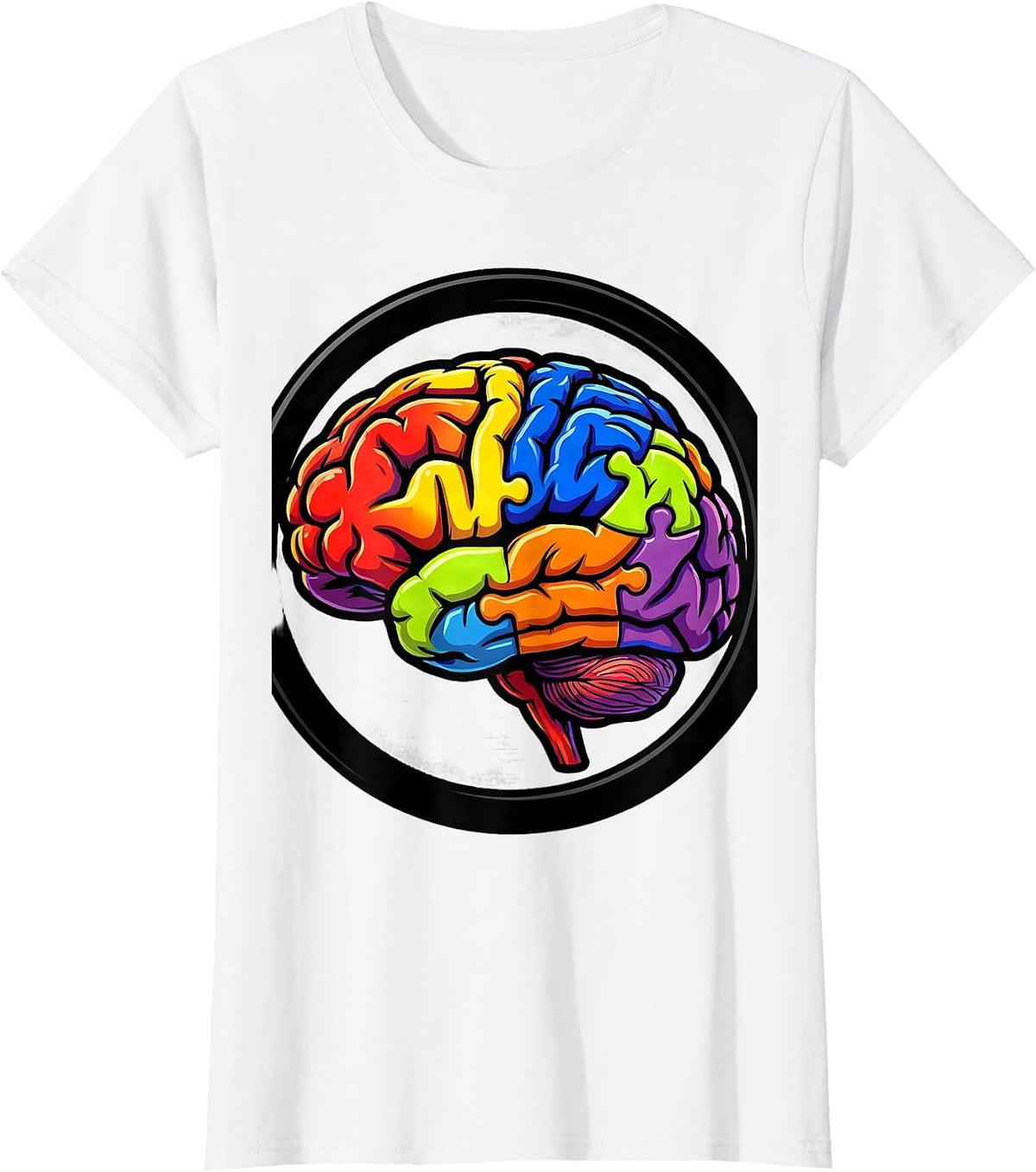 Colorful Puzzle Piece Brain Autism Awareness Design T-Shirt - White
