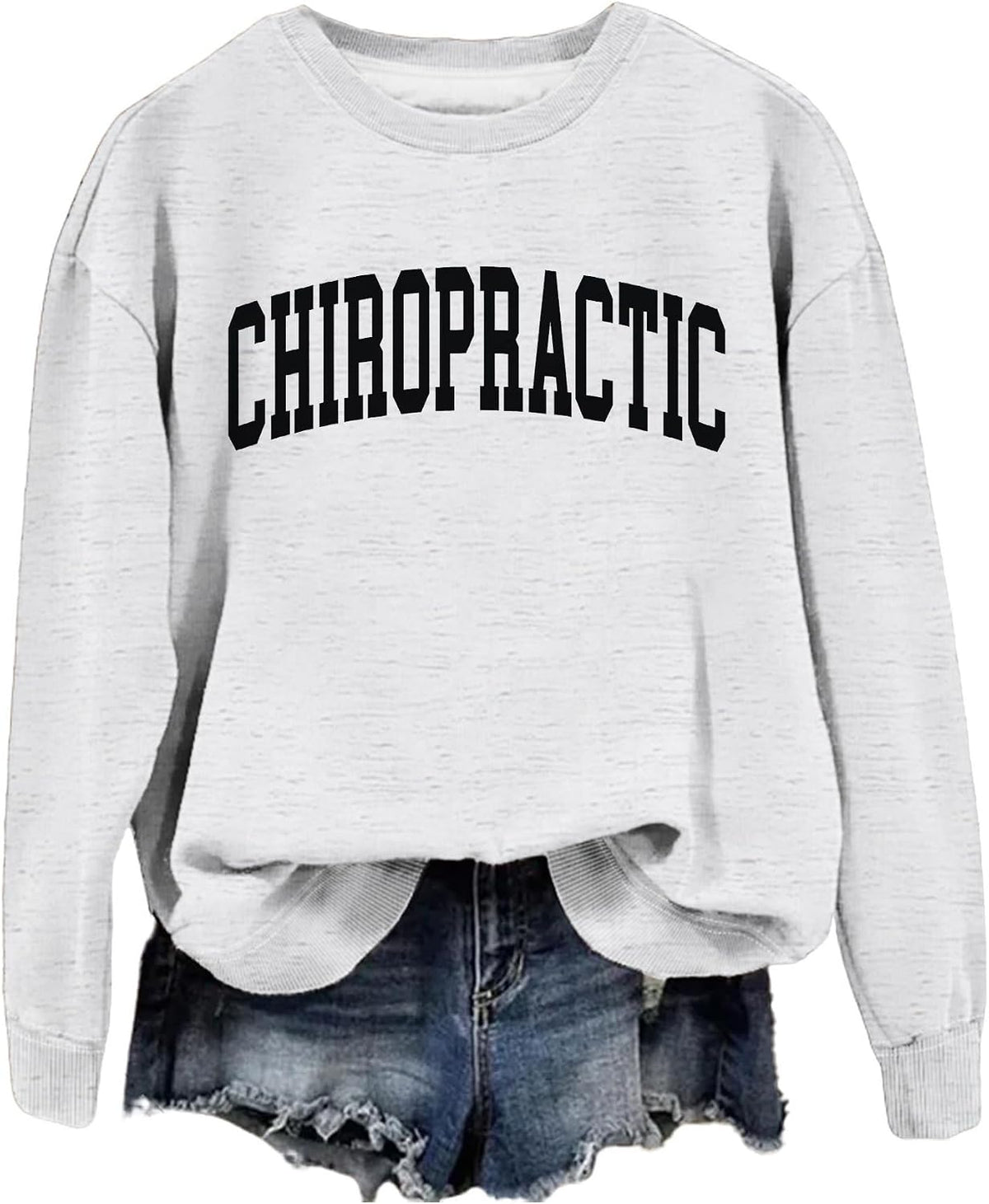 SAUIVD Chiropractic Sweatshirt for Women Chiropractor Assistant Shirt Funny Coworker Gifts Long Sleeve Pullover Tops - Grey