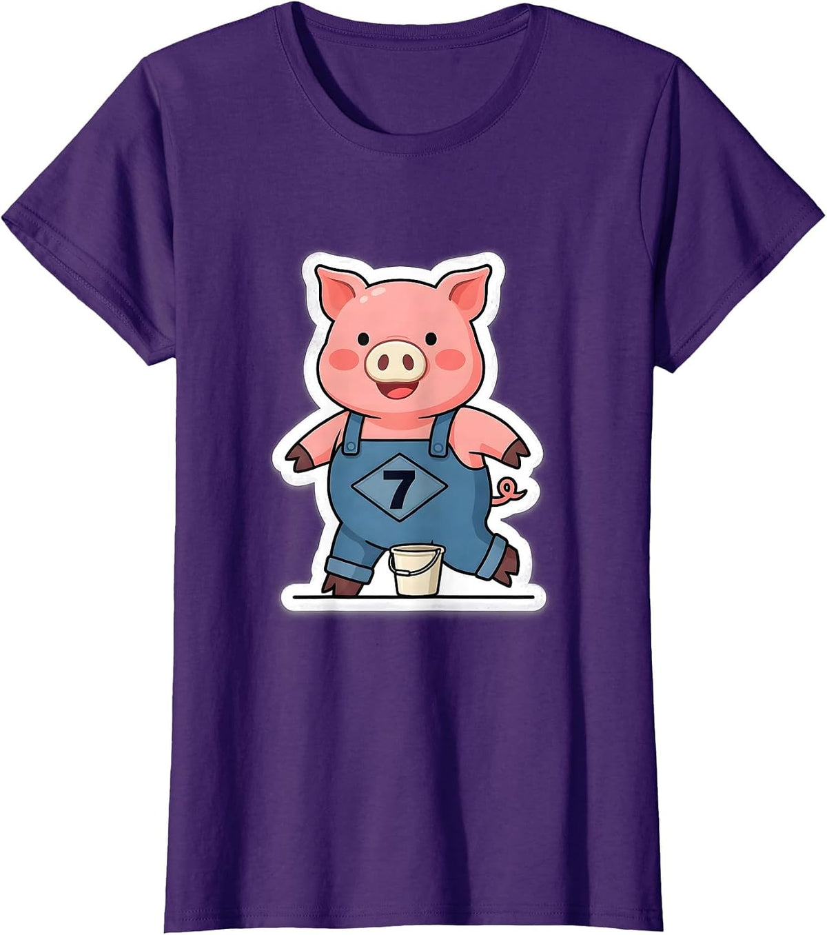 Women's 7 Funny Pig Lover Halloween Costume T-Shirt - Purple