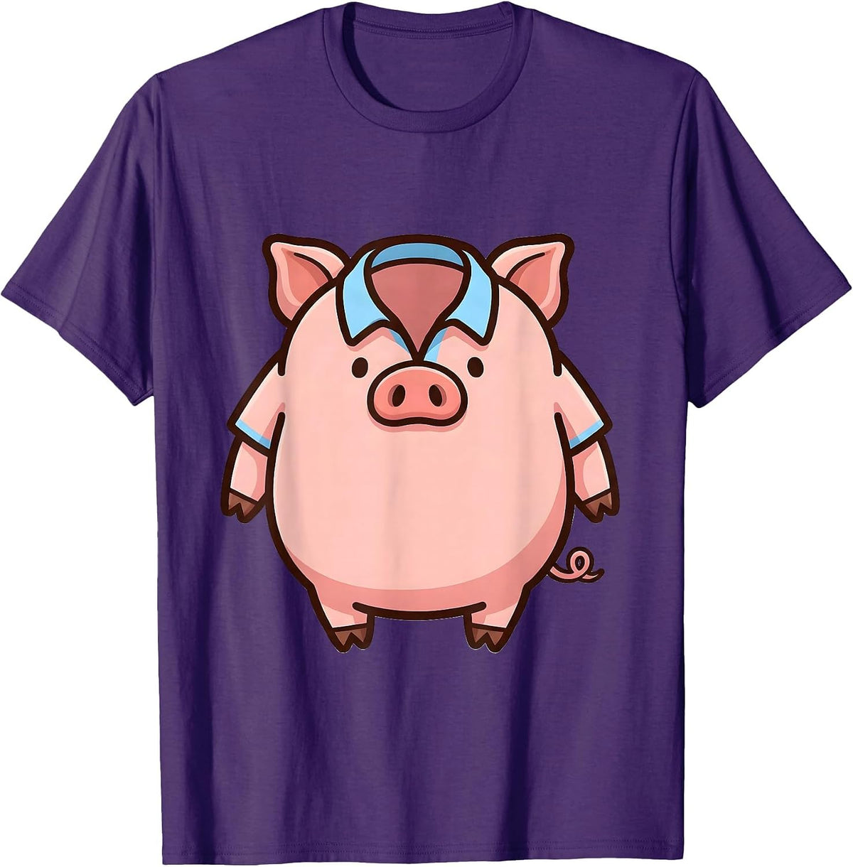 Pig-Shaped Kawaii Cute Animal Lover Halloween Costume T-Shirt - Purple