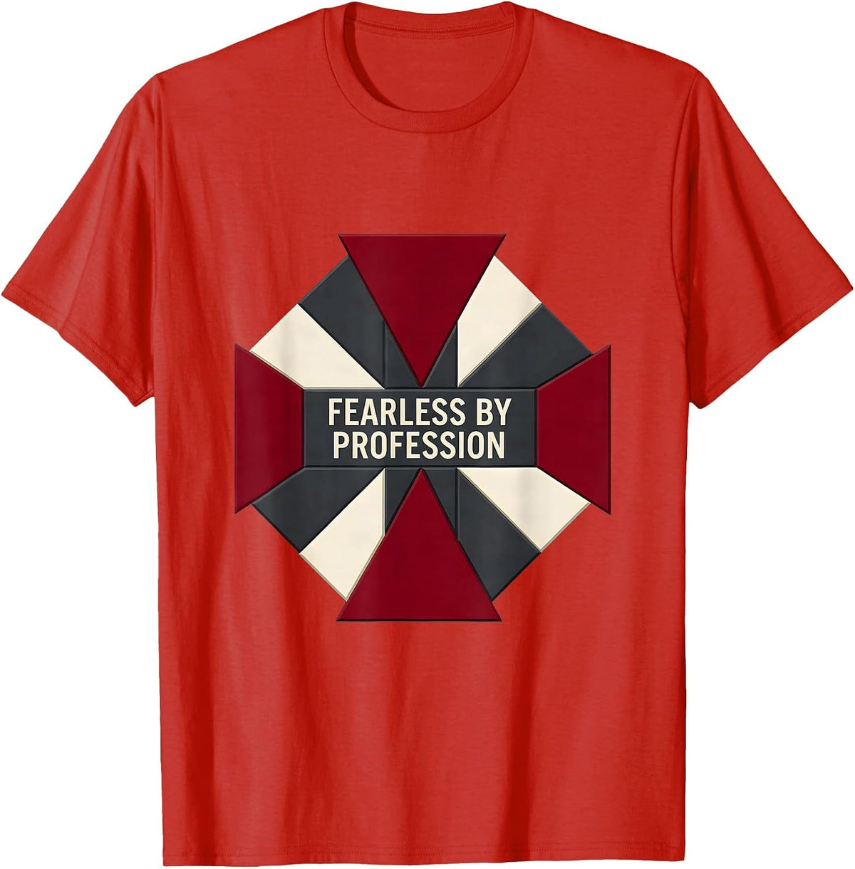Men's Fearless By Profession Firefighter Design T-Shirt - Red