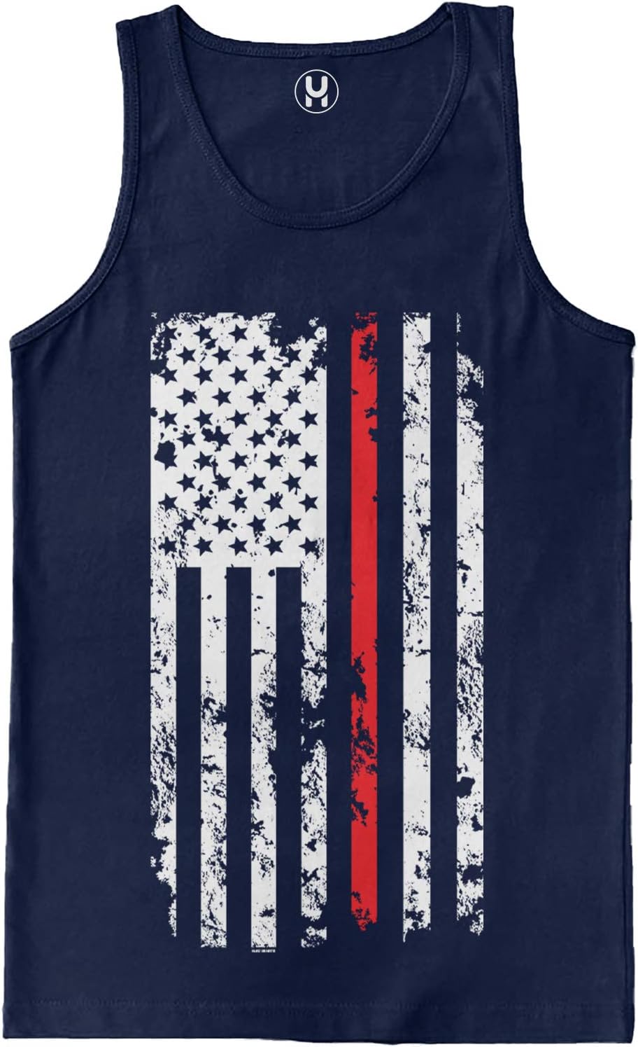 Red Line American Flag - Firefighter Support Men's Tank Top - Navy
