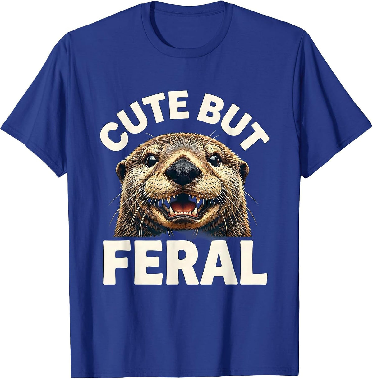 Men's Cute But Feral Sea Otter Graphic Design T-Shirt - Royal Blue