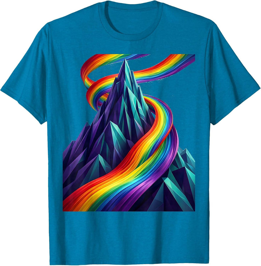 Autism Awareness Mountain Peak Ribbon Colors T-Shirt - Sapphire Blue