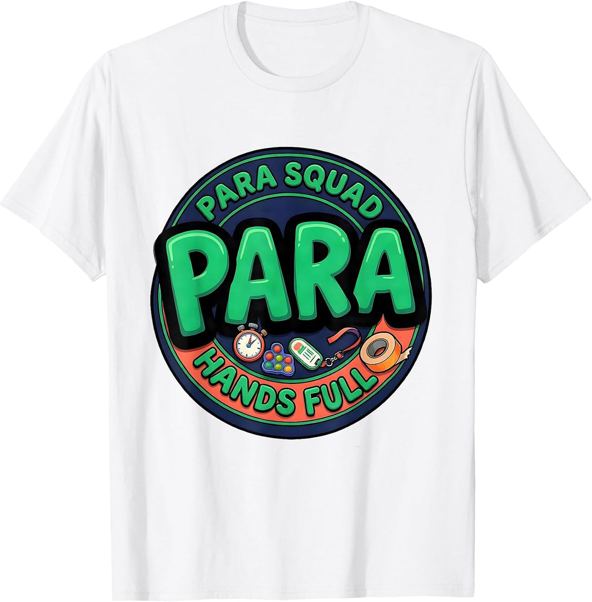 Men's Para Squad Hands Full Bold Cartoon Back To School T-Shirt - White
