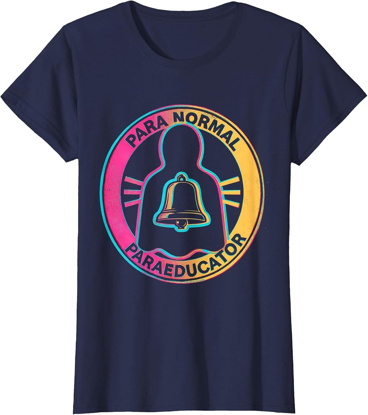 Women's Para Normal Paraeducator Risograph Ghost SPED Teacher T-Shirt - Navy Blue