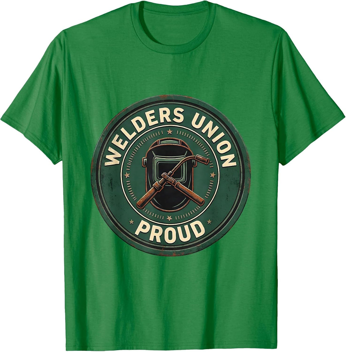 Men's Welders Union Proud Vintage Skilled Trades Worker Labor Day T-Shirt - Kelly Green