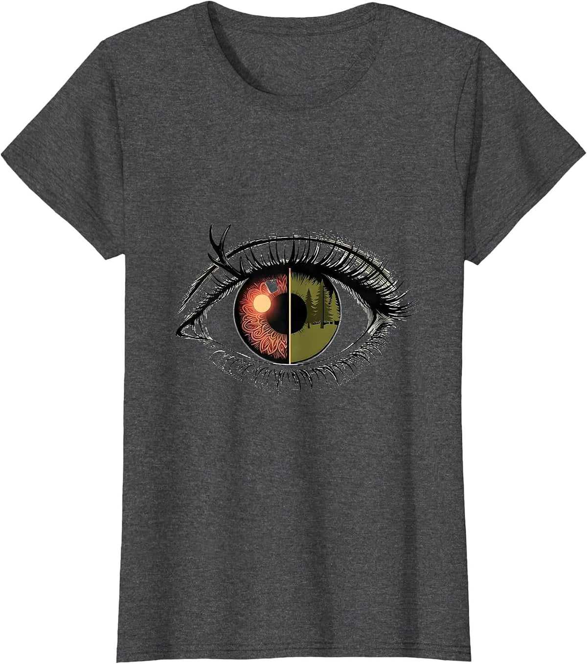 Women's Eye Seam Deer Hunting Christmas Camo Novelty T-Shirt - Dark Heather Grey