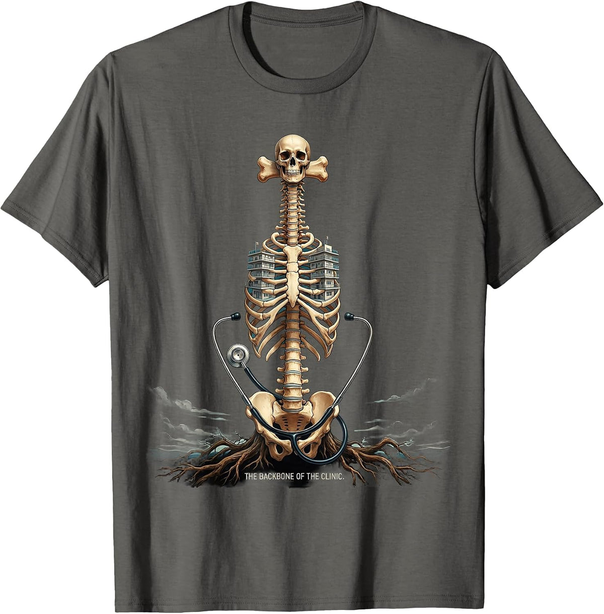 The Backbone of the Clinic Medical Assistant Design T-Shirt - Asphalt Grey