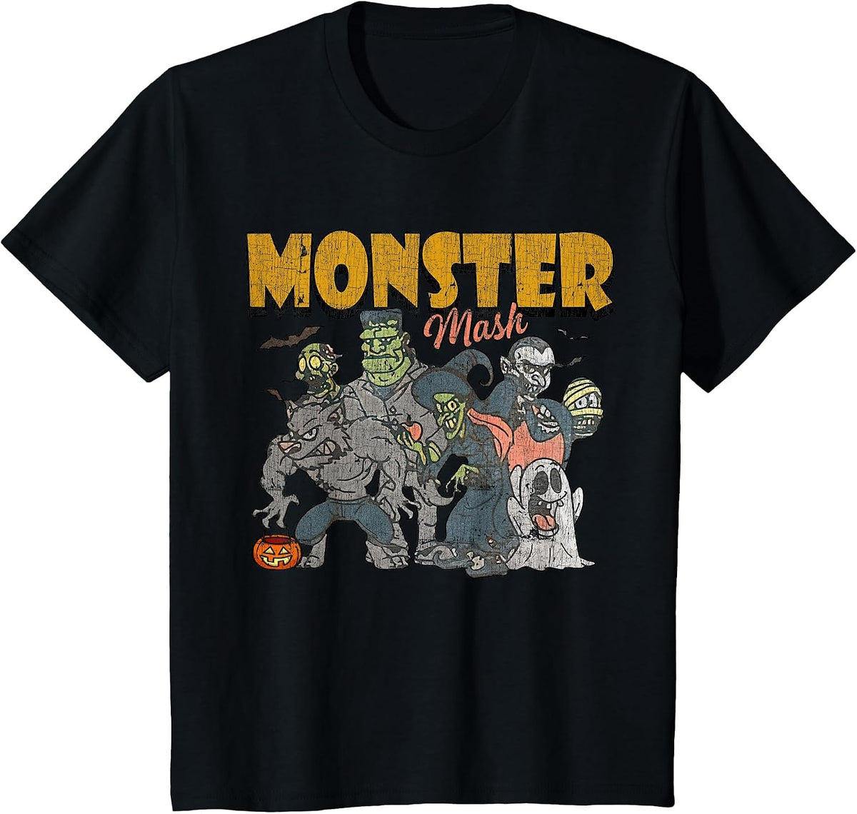 Monster Mash Vintage Ghost Halloween Funny T-Shirt Tees for Men Women - Black