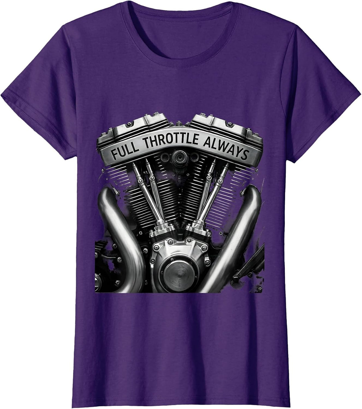 Women's Full Throttle Always Motorcycle Rider Design T-Shirt - Purple
