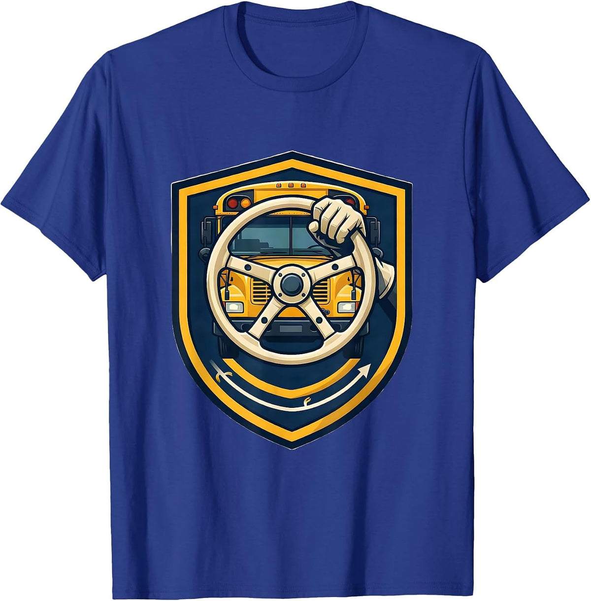 Men's School Bus Driver Emblem Transportation Squad Novelty T-Shirt - Royal Blue